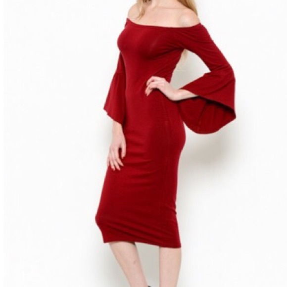 ✨LAST ONE SALE✨Gorgeous burgundy midi dress - Picture 3 of 8